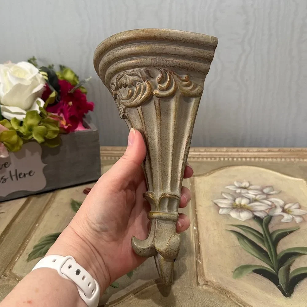 Vintage Ornate Hollywood Regency Style Wall Shelves Sconces
